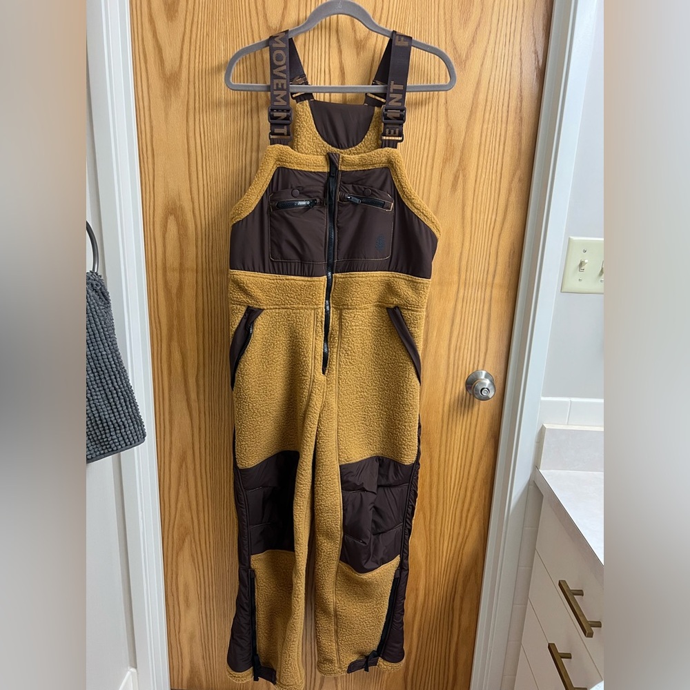 Free People Movement Hit the Slopes High Pile Fleece Snow Bibs Sz S - Picture 11 of 15